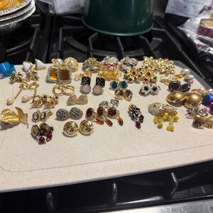 Vintage Gold and Silver Clip on Earrings